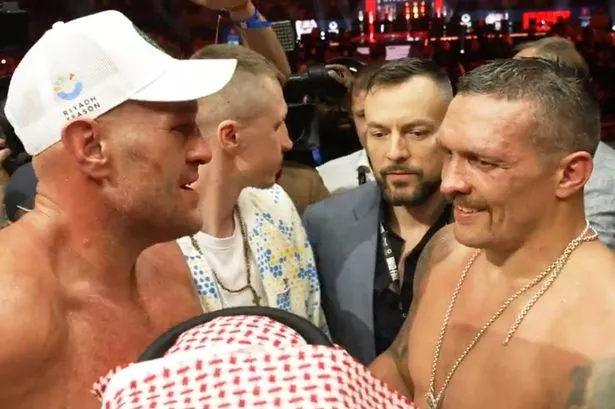 Tyson Fury's surprising request to Oleksandr Usyk not heard on TV after  fight - Wales Online