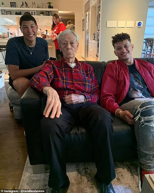 Mahomes' grandfather Randy (center) died at the age of 78 on Friday, it was announced